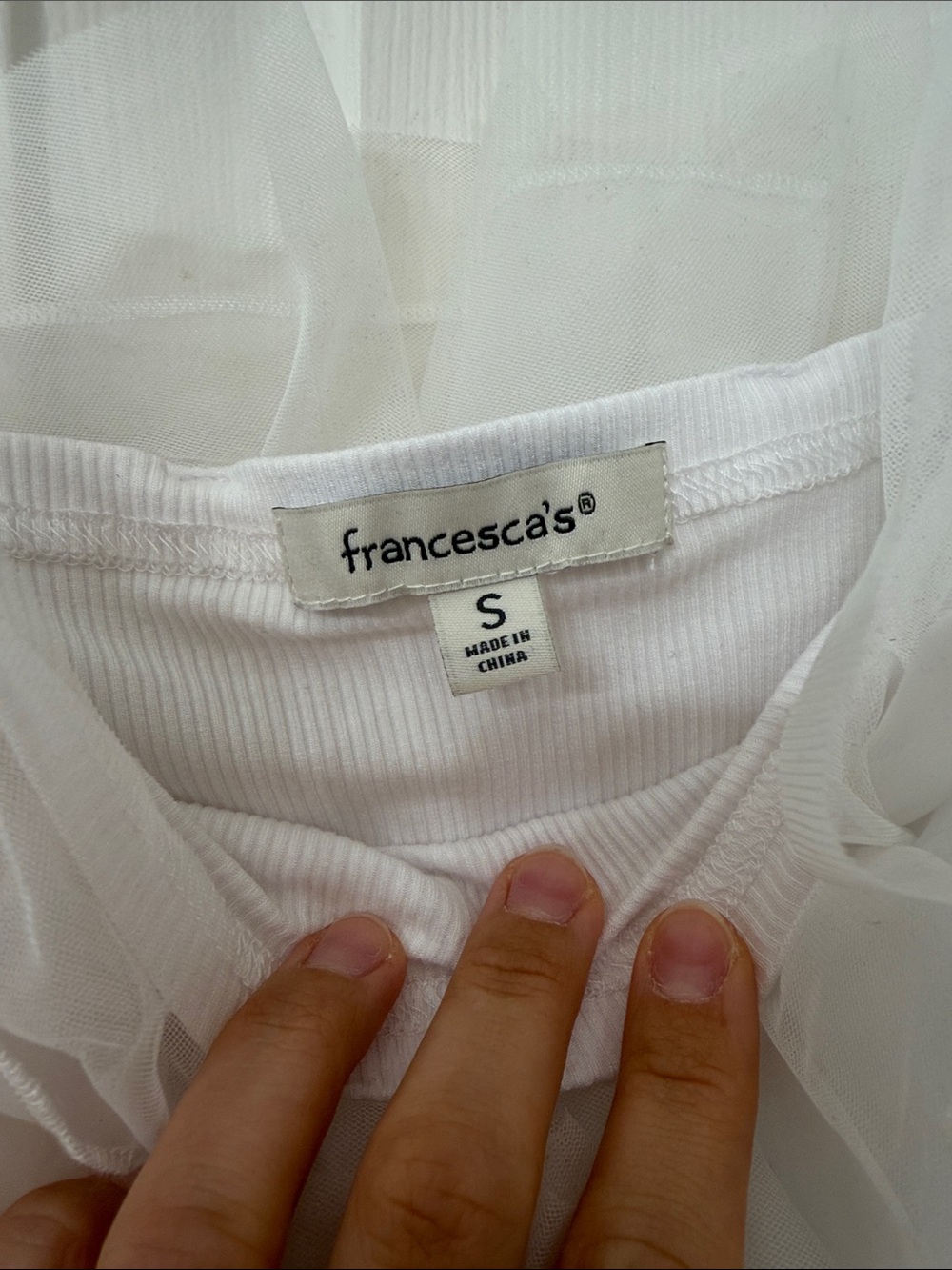 White Ruffled puffy strapless/spaghetti top - Picture 2 of 3